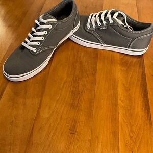 Vans Canvas Low Top Sneakers Charcoal Gray White Lace Up Men's Women's Size
